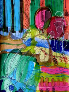 Levendige abstracte penseelstreken