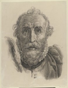 Hoofd van een man met baard, van voren door Monogrammist AC