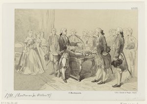 Willem V vereert de helden van de zeeslag bij Doggersbank, 1781