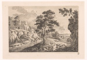 Landschap met huizen op een berg