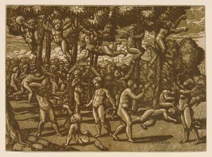 Putti Spelend na Raphael, 1544 door Monogrammist NDB