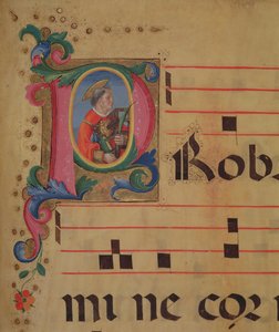 Ms 543 f.113r Versierde initiaal P met St. Laurentius, uit een psalter, ca.1515