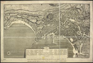 Kaart van Napels, Pianta della citta di Napoli ... M.L. Jolivet ... belin. [sic] et sclp. 1755 door Morise Lewes Jolivet