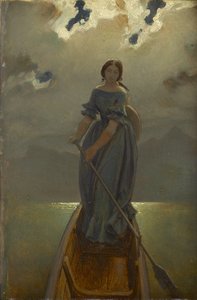 De schipperin (barones Marie Spaun aan de Gmundner See) door Moritz Ludwig von Schwind