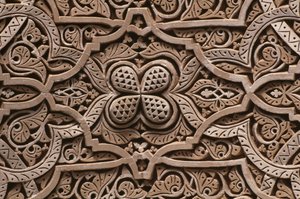 Kasbah van Thamiel glaoui, stucwerk, detail (keramiek) door Moroccan School