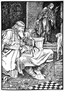 Koning Canute en graaf Ulf ruziën over schaken, Roskilde, Denemarken door Morris Meredith Williams