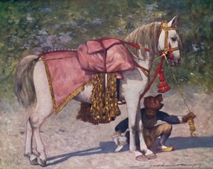 Een beroemde geleide paard in het gevolg van de Rao van Cutch