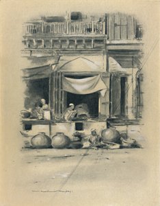 Bazaar in Delhi, 1903 door Mortimer L Menpes