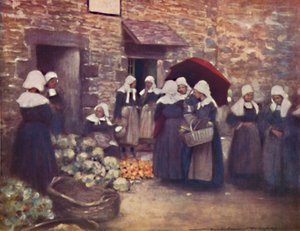 Groentemarkt door Mortimer L Menpes