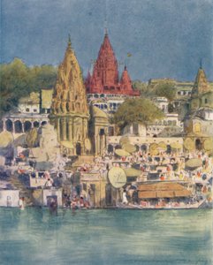 Een rivierfestival in Benares, 1905 door Mortimer Ludington Menpes