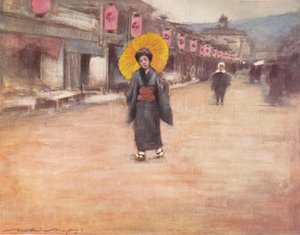 Een straat in Kioto door Mortimer Ludington Menpes