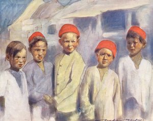 Wereldkinderen: Cingalees, Kijken naar de Race door Mortimer Ludington Menpes