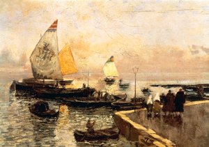 Kolenboten in Chioggia, door Mose Bianchi