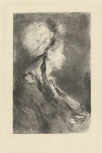 De Vrouw van de Kunstenaar in Profiel naar Rechts door Mose Bianchi