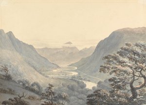 De mooie vallei en de Mowddach-rivier, Merionethshire door Moses Griffith