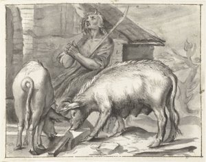 Boerenerf met gevogelte door Moses Ter Borch
