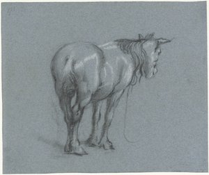 Studie van een paard van achteren, naar rechts (series title) door Moses Ter Borch