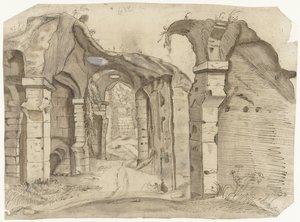 Paadje door het Colosseum, Rome door Moses ter Borch (manner of)