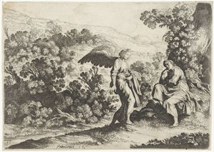 De engel troost Hagar door Moyses van Wtenbrouck