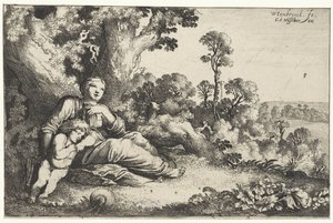 Hagar en Ismaël in de woestijn door Moyses van Wtenbrouck