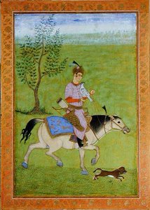 Een prins die jaagt te paard, uit het Grote Clive Album door Mughal School