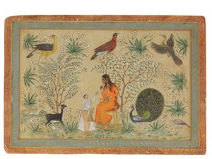Adellijke vrouw in een tuin, ca. 1740 door Mughal School