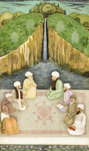 Wijzen in religieuze discussie, c.1680 door Mughal School