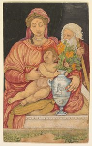 De Heilige Familie, ca. 1620 (dekkende aquarel en goud op papier)