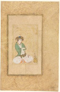 Jongere zittend bij een wilg, enkele pagina illustratie, ca. 1600-1650