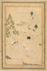 Picknick in de bergen, enkele pagina illustratie, ca. 1550-1600 door Muhammadi