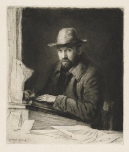 Portret van de kunstenaar met een hoed, nr. 2 door Muirhead Bone