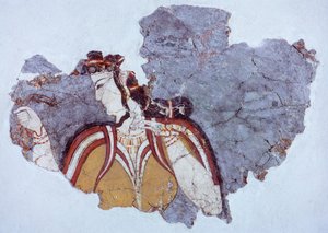Dame van het hof, fresco uit het Myceense paleis (Griekenland), Myceense beschaving