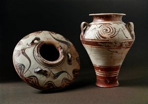 Myceense kunst: keramische vazen. 1400 v.Chr. Athene, Agora Museum - Myceense kunst: keramische vazen. 1400 v.Chr. Agora Museum, Athene, Griekenland
