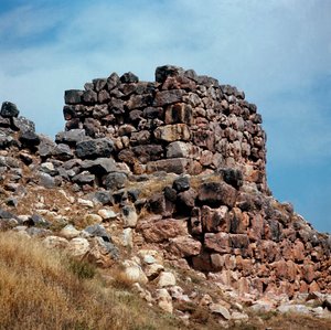 Myceense kunst: uitzicht op een van de torens van de stad Tiryns, rond 1200 v.Chr.