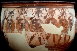 Myceense beschaving: krater genaamd de Krijgers door Mycenaean Mycenaean