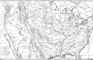 Kaart van Noord-Amerika met locaties van inheemse Amerikaanse stammen, 1841