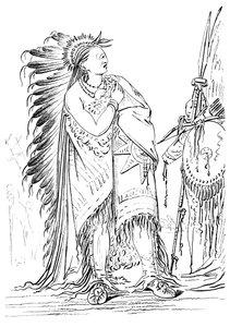 Twee Kraaien, Native American man van de Minataree stam, 1841