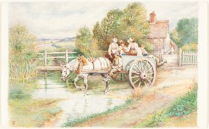 Kinderen in een karretje door Myles Birket Foster