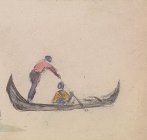 Een van een groep van drie studies van gondels door Myles Birket Foster