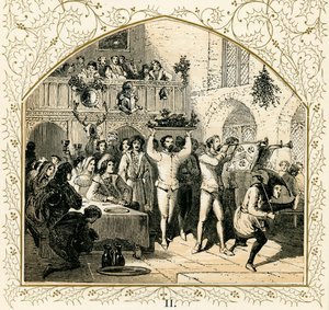 Het presenteren van het zwijnshoofd door Myles Birket Foster