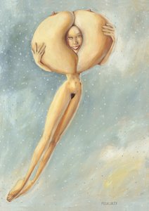 Surrealistisch zwevend naakt