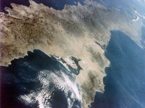 Baja California gezien vanaf de tweede Space Shuttle-vlucht, november 1981