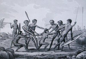 Port Jackson, Nieuw-Holland: Aboriginal Pre-Huwelijksceremonie, uit 