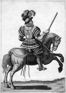 Een Yeoman van de Garde, aanwezig bij koningin Elizabeth I tijdens een progressie
