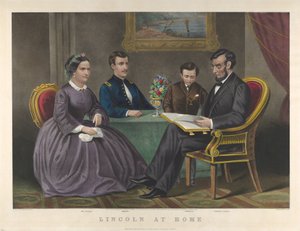 Lincoln thuis, 1867 door Nathaniel Currier