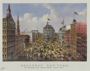 Broadway, New York vanaf het Western Union telegraafgebouw naar het noorden kijkend