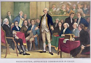 George Washington (1732-99) benoemd tot opperbevelhebber, uitgegeven in 1876