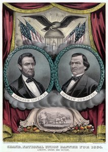 Groot Nationaal Unievaandel voor 1864 door Currier and Ives