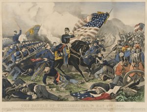 De Slag bij Williamsburg, Virginia op 5 mei 1862 (kleur lithografie) door Currier and Ives