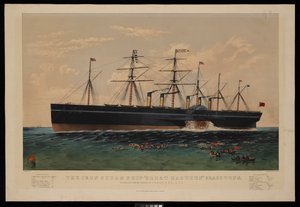 Het IJzeren Stoomschip Great Eastern... Gebouwd onder leiding van I K Brunel... door N. and Ives J.M. (1824 95) Currier